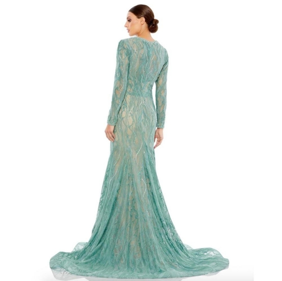 NWT Mac Duggal Long Sleeve Mermaid Gown - Picture 3 of 9